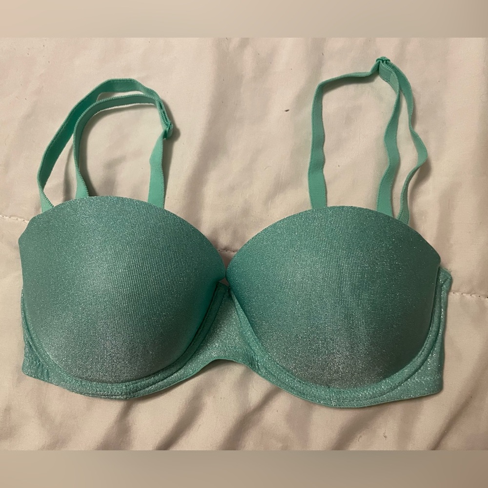 PINK Victoria's Secret Shimmering Aqua Bra (push-up with padding ) 32 C
